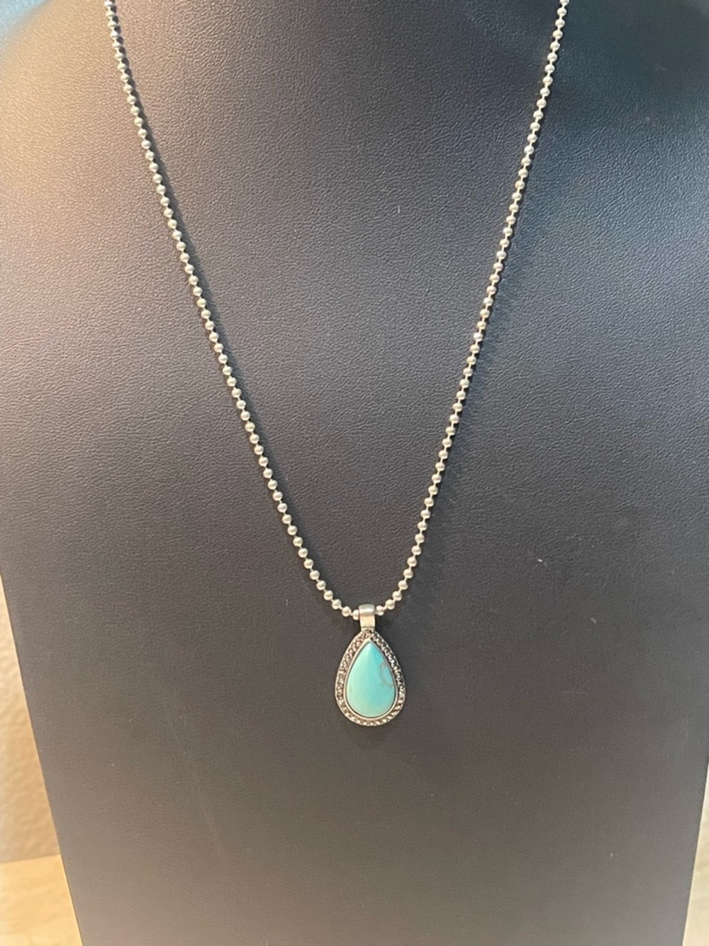 Lucky Brand Vintage Style Teardrop Faux Turquoise & Marcasite Necklace
